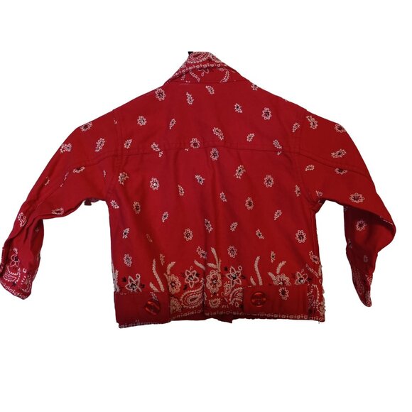 Quacker Factory Red Paisley Denim Jean Jacket, Children's Toddler 3T - Picture 2 of 7